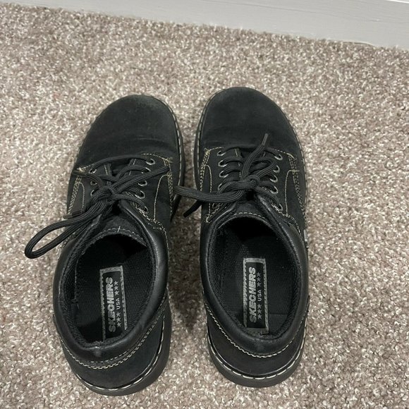 90’s Vintage Skechers Womens Chunky Platform Black Leather Y2K Shoes Size 9 - Picture 8 of 9